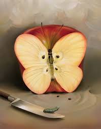 Apple that transforms into the wings of a butterfly