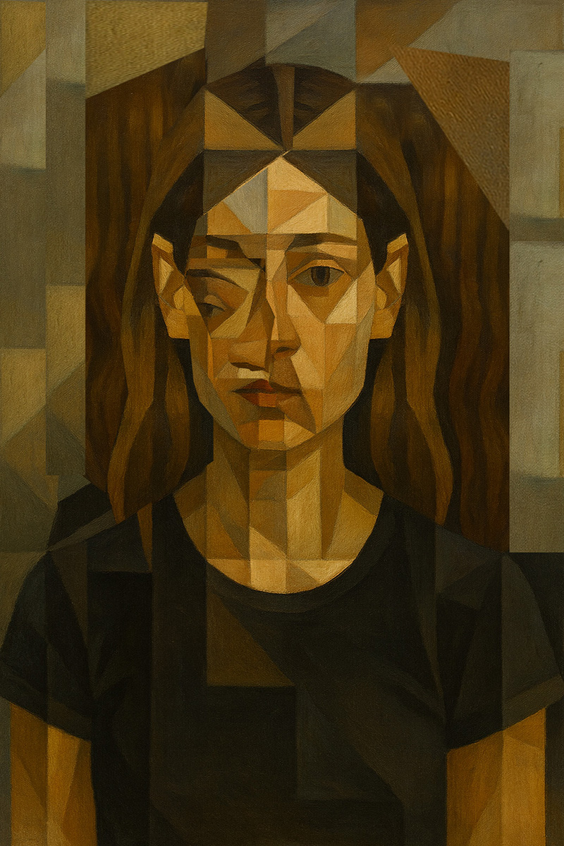 Cubist girl artwork enlarged
