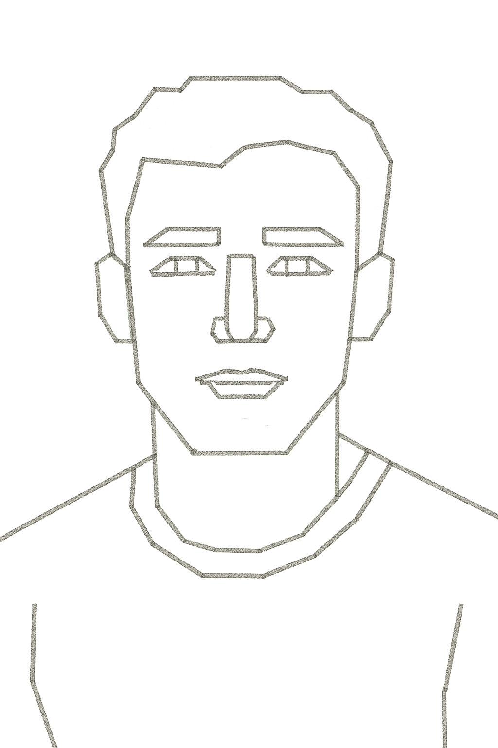 Line drawing of the geometric face layout