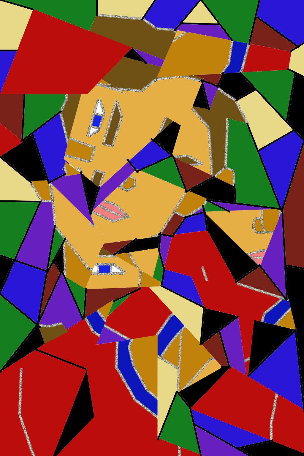 Cubist interpretation of the man's face