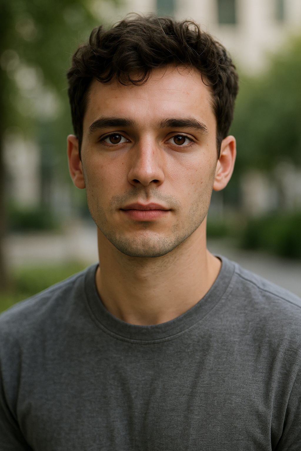 Geometric breakdown of a young man's face